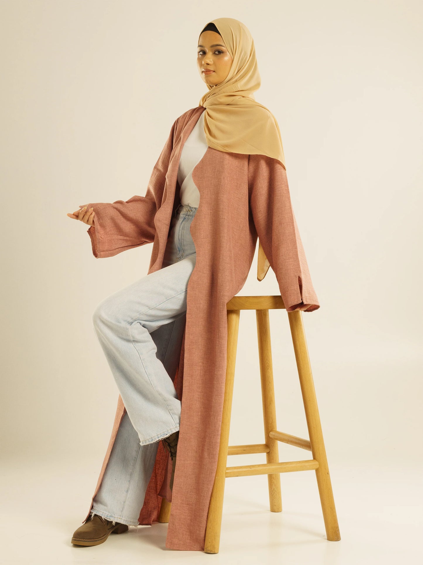 ALMA LINEN ABAYA - PINK