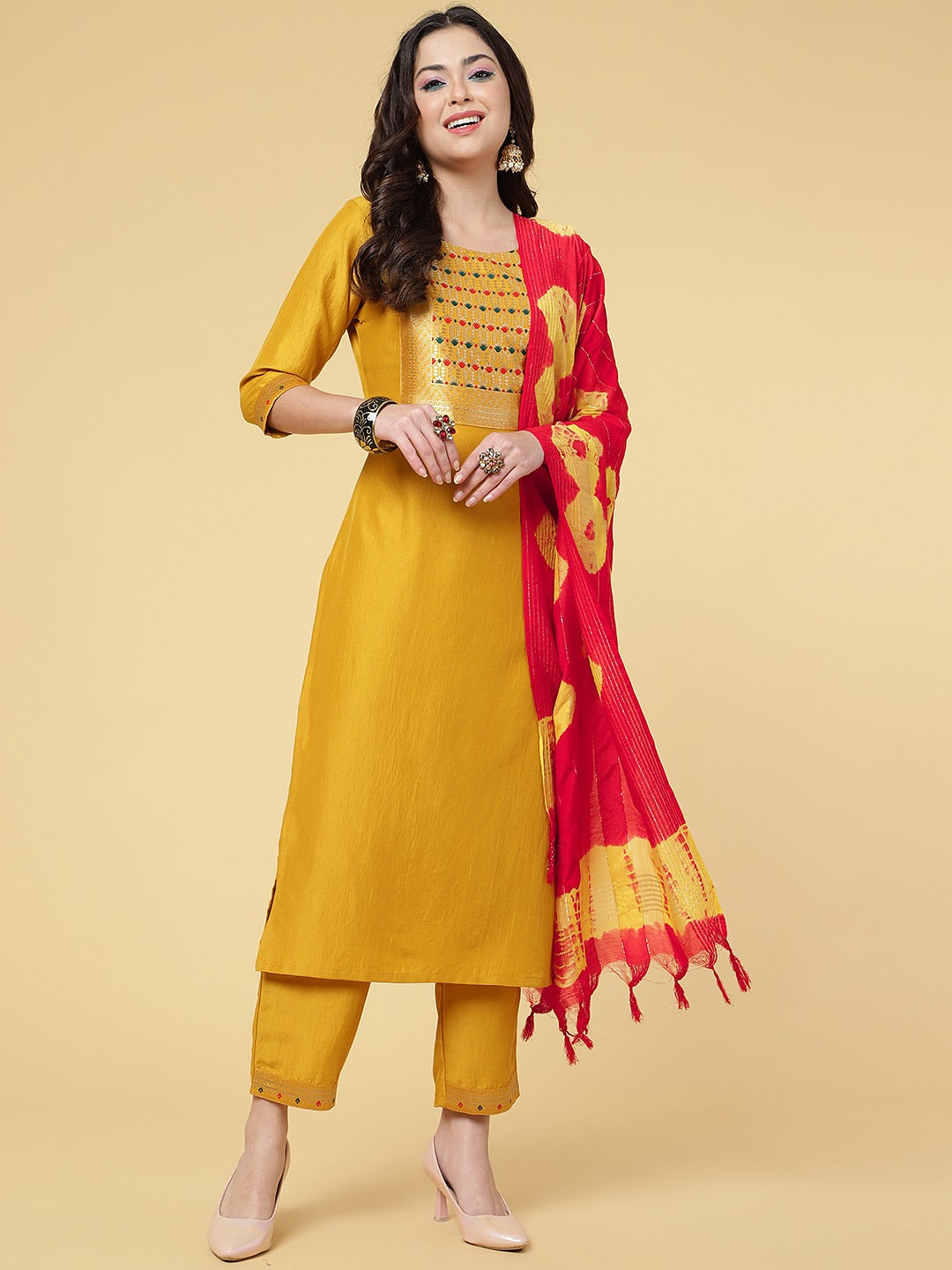 Women Party Wear Kurti Pant With Dupatta Set