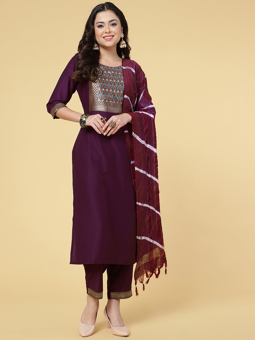 Women Party Wear Kurti Pant With Dupatta Set