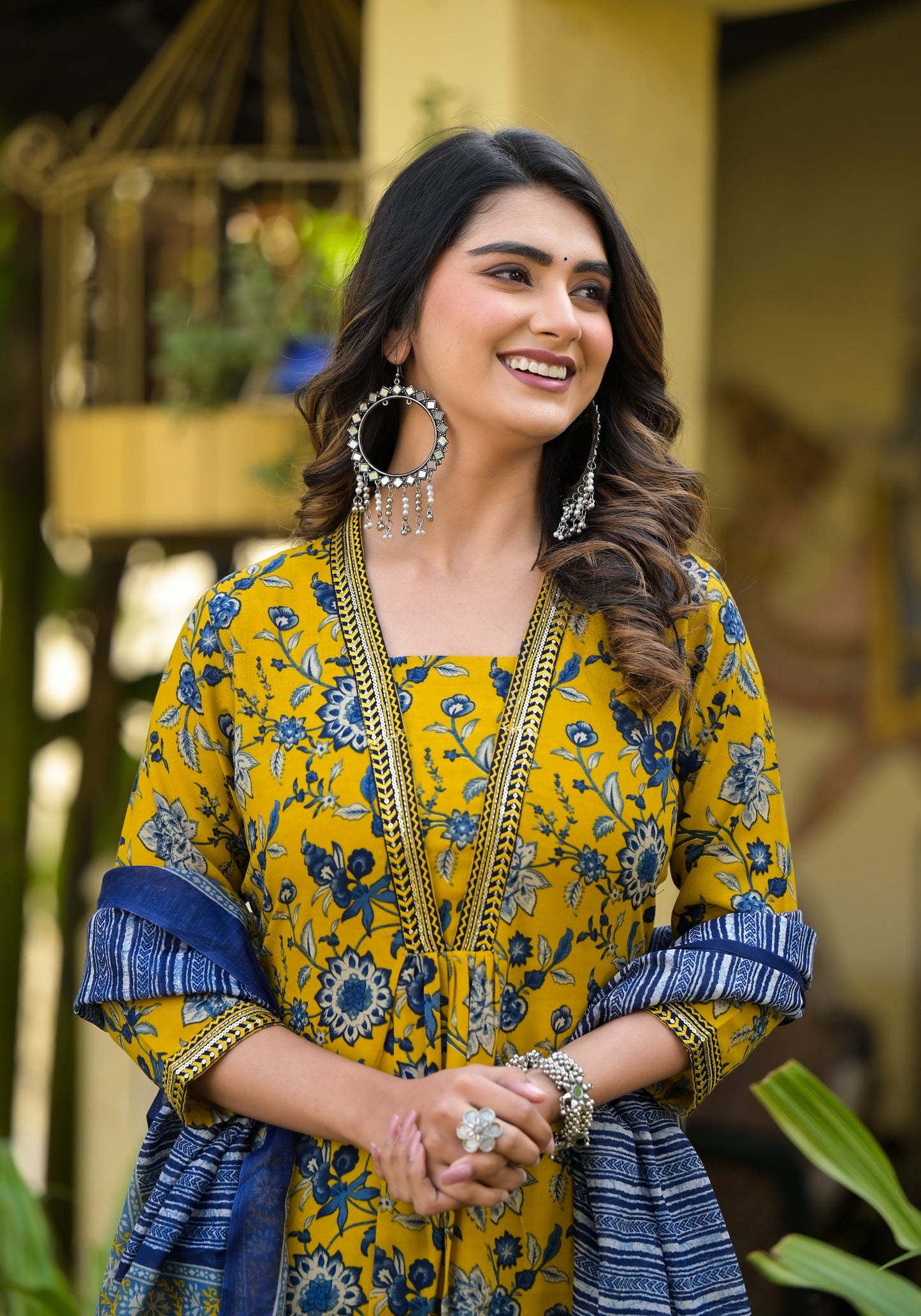 Simple Straight Kurta Set with Bottom Wear and Dupatta in Yellow Color