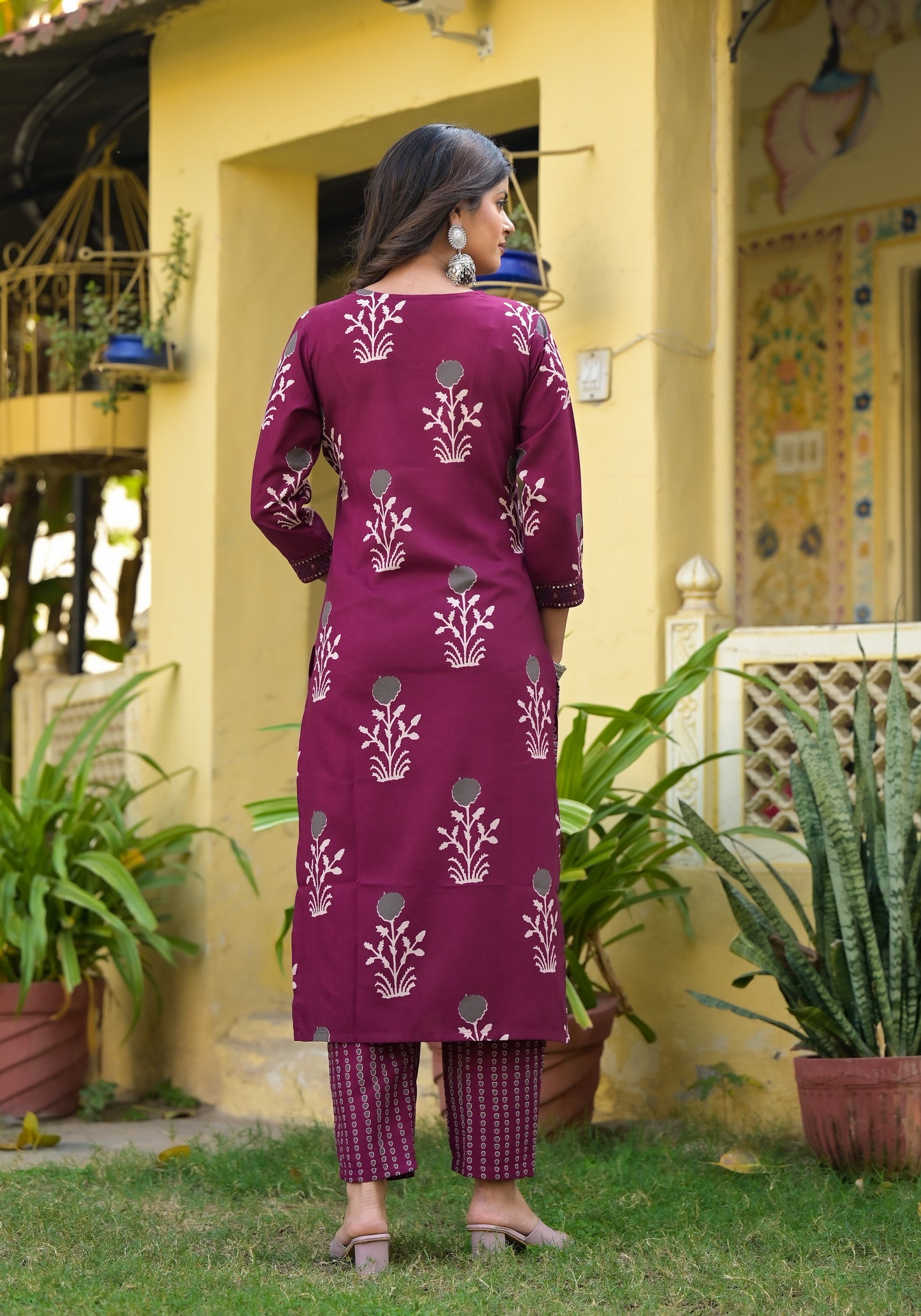 Wine Color Straight Kurta Set with Bottom Wear and Dupatta