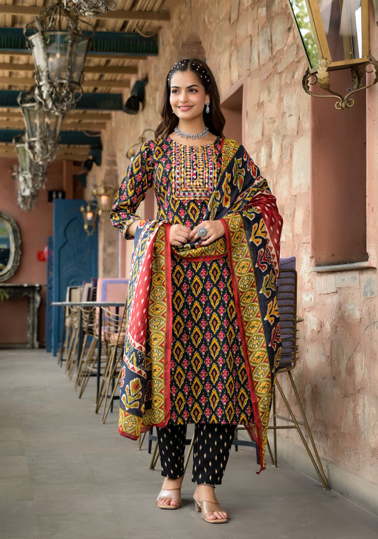 Beautiful Designer  Rayon Full Stiched Kurti Pant with Dupatta