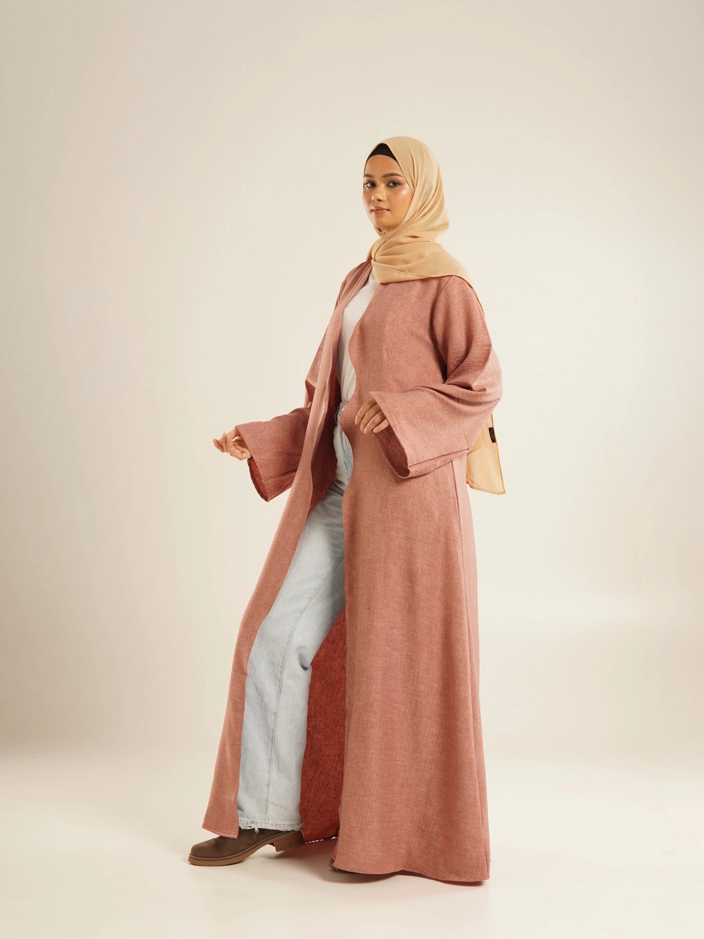 ALMA LINEN ABAYA - PINK