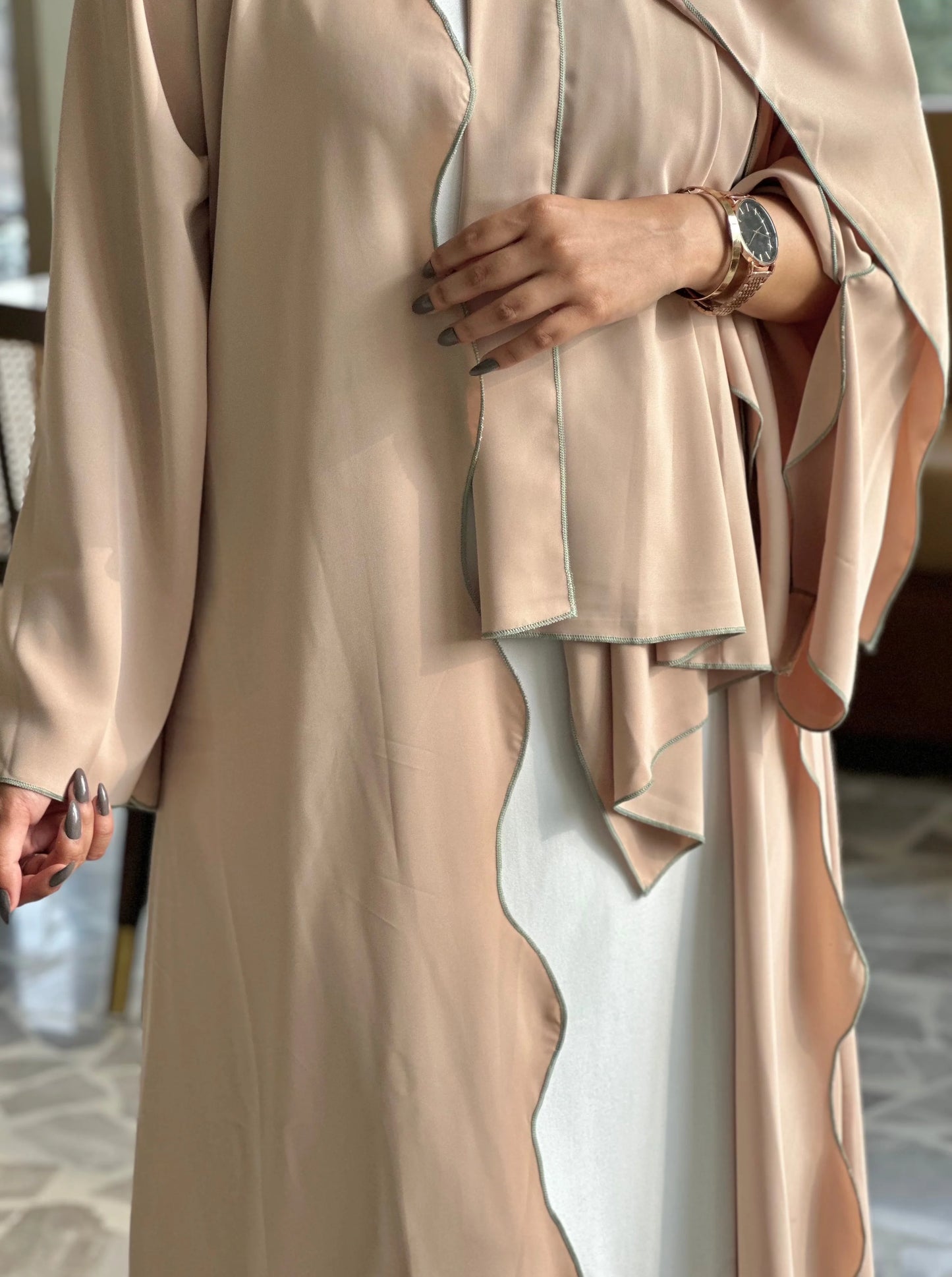 NAWAL ABAYA - BEIGE (COMES WITH HIJAB)